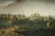 Hendrik Cornelisz. Vroom Ships trading in the East. Sweden oil painting artist